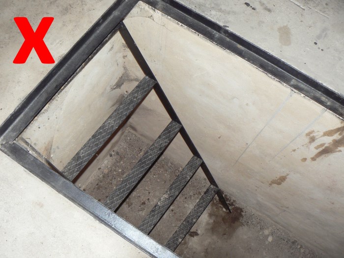 Напольный проем с залитым в бетон уголком