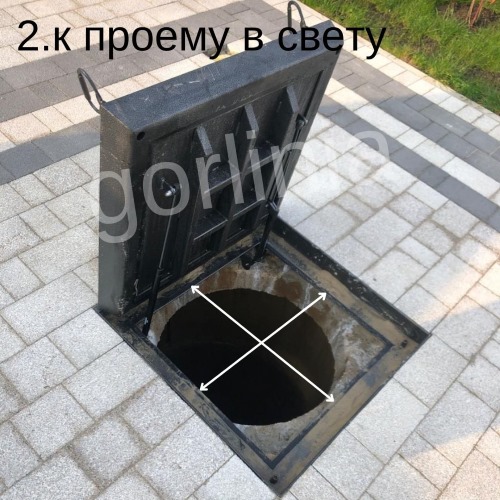 Привязка внутреннего размера люка под брусчатку к чистовому размеру горловины колодца Привязка к чистовому размеру колодца